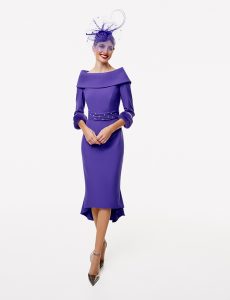 purple bride/groom outfit by Gabriela Sanchez