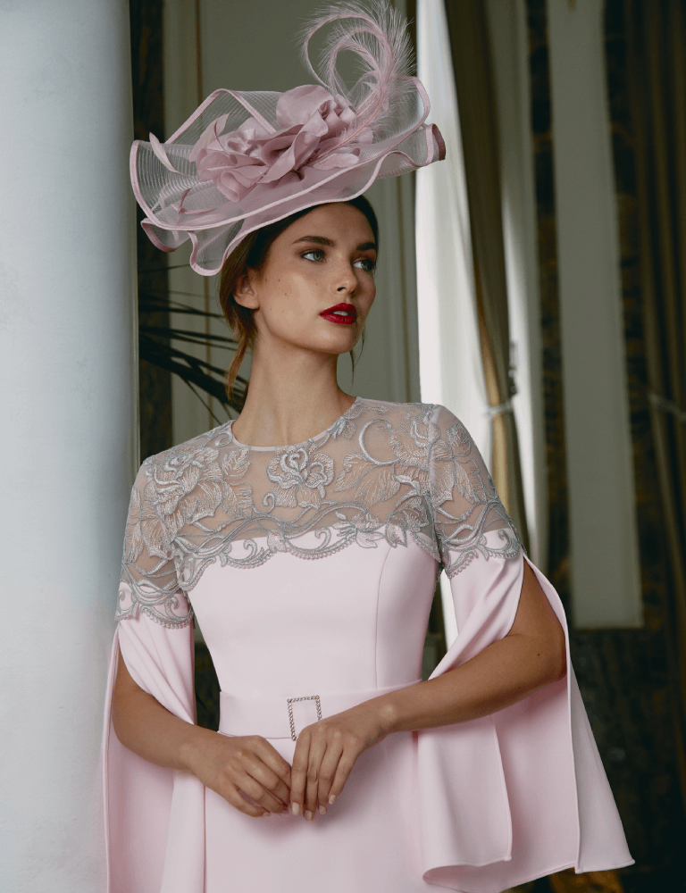 gabriele sanchez pink dress with hat