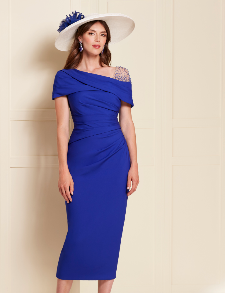 john charles royal blue dress with hat