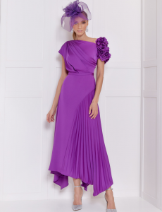 purple wedding guest outfit