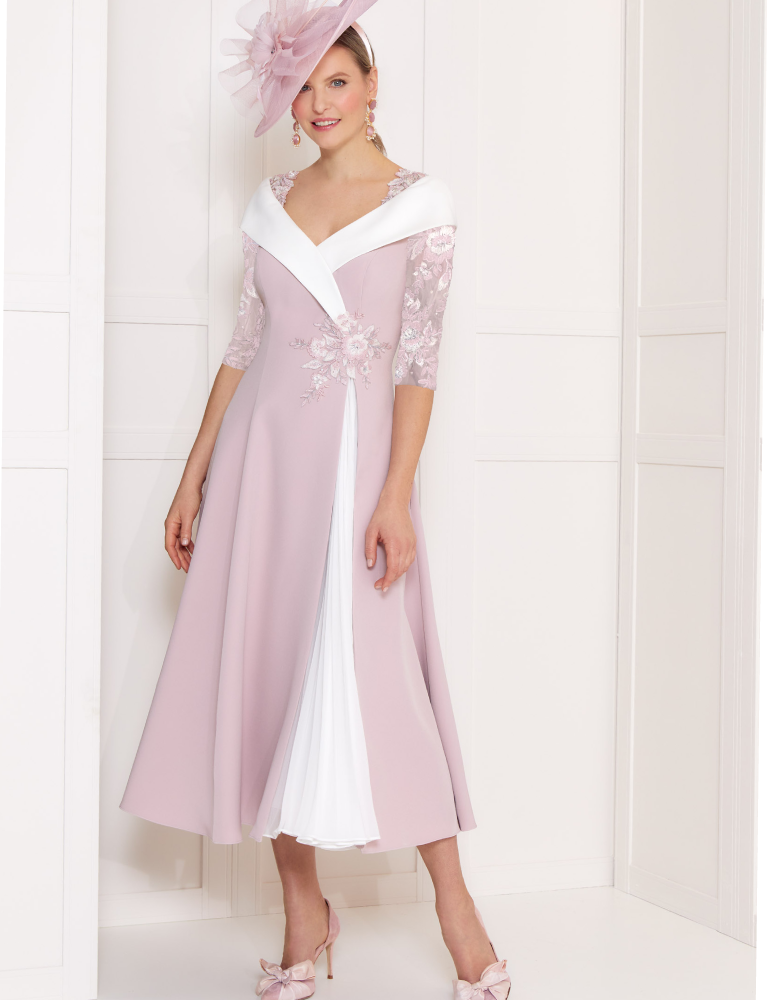 lilac and white occasion dress